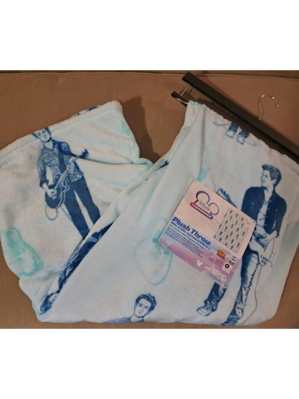 Blue Camp Rock Plush Throw Blanket Gift Jonas Brothers Band Soft Large Guitars